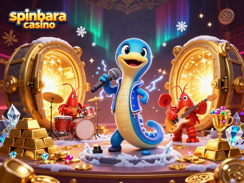 Experience the excitement of spinbara casino with a vibrant underwater party featuring characters and treasure.